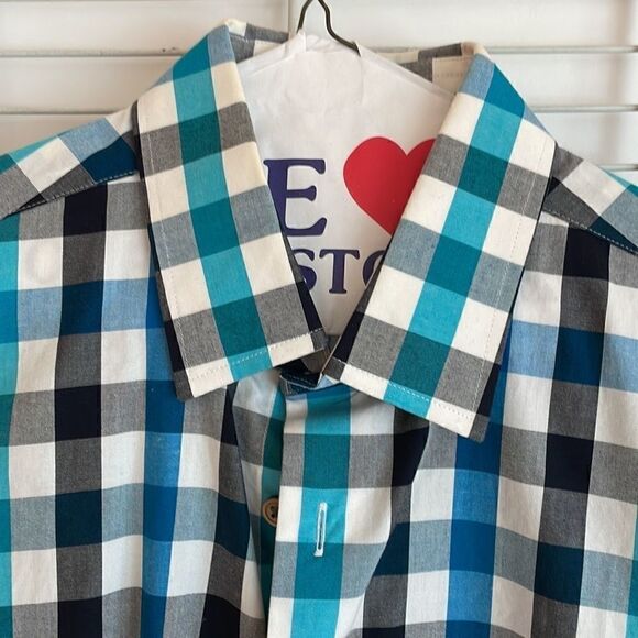 Express shirt sp white black blue checks fitted - Picture 4 of 7